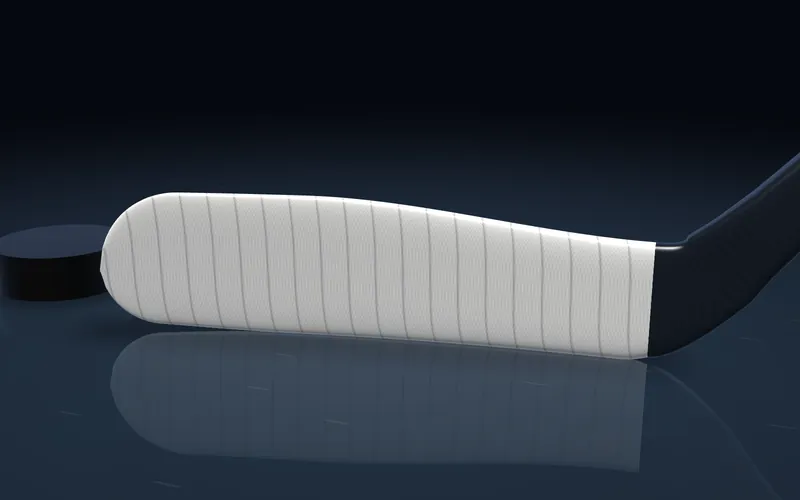 A defence's stick taped the way this tutorial shows, rendered in 3D.