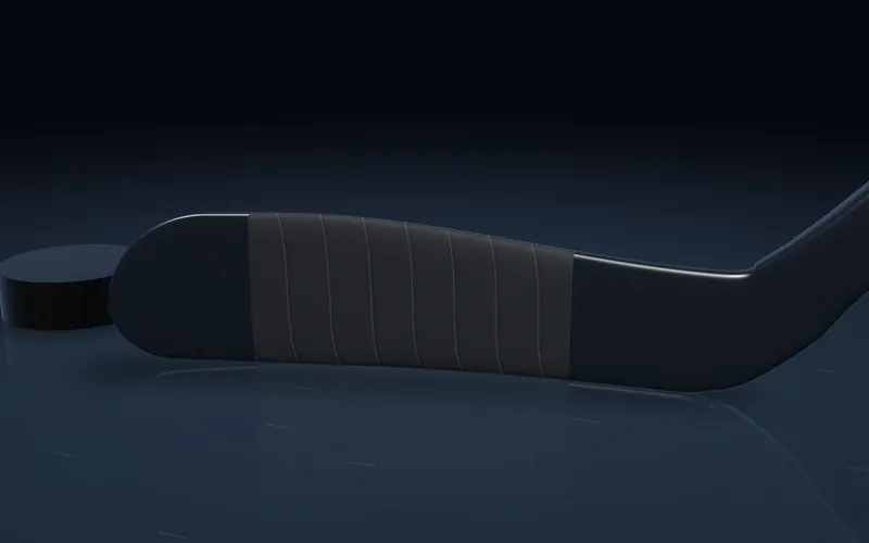 A forward's stick taped the way this tutorial shows, rendered in 3D.